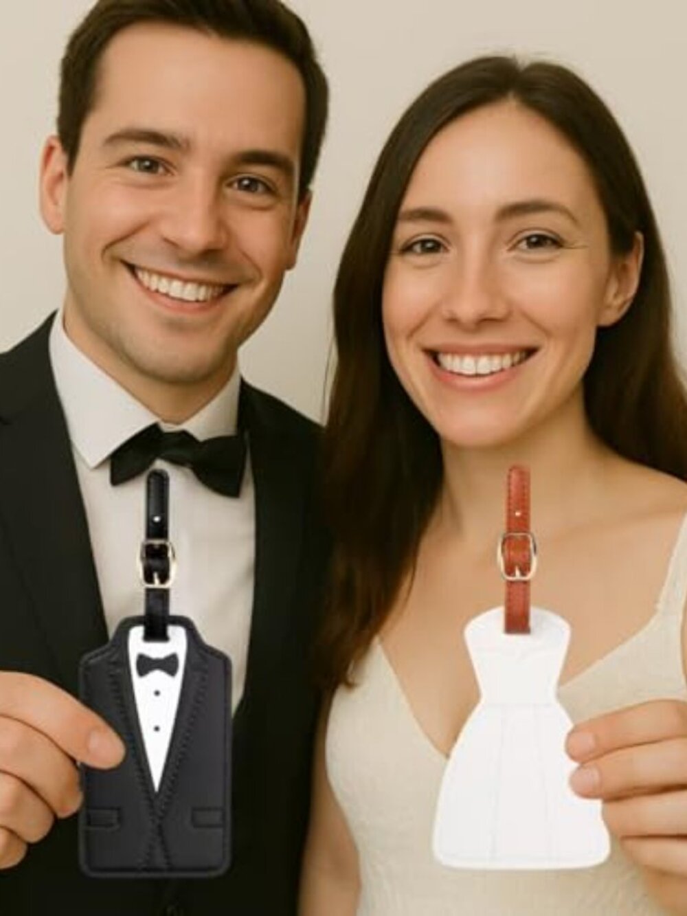 Lage Tags for Couples Bride & Groom Wedding Dress and Tuxedo Suitcase Tags Lage